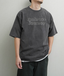 綿100％ 天竺 スノーウォッシュ・ピグメント加工 パッチ使い 半袖Tシャツ