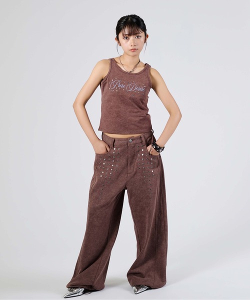 sedacle girl（セダクルガール）の「フロントアイレット加工タンク（タンクトップ・レディース・チャコールグレー/ブラック/ブラウン・MEDIUM/SMALL）」の20枚目の写真