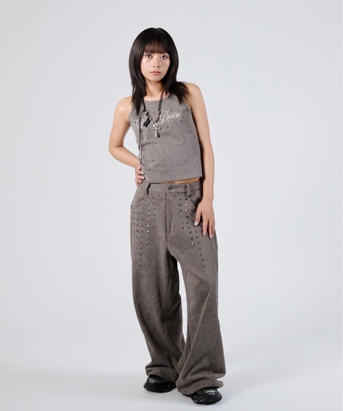 sedacle girl（セダクルガール）の「フロントアイレット加工タンク（タンクトップ・レディース・チャコールグレー/ブラック/ブラウン・MEDIUM/SMALL）」の8枚目の写真