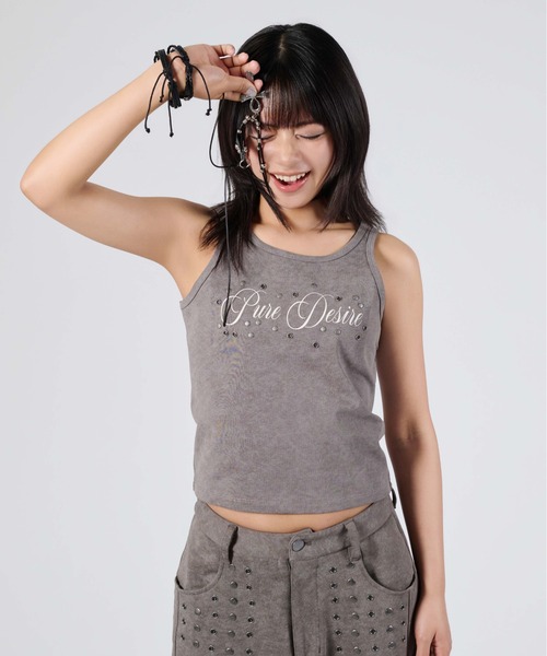 sedacle girl（セダクルガール）の「フロントアイレット加工タンク（タンクトップ・レディース・チャコールグレー/ブラック/ブラウン・MEDIUM/SMALL）」の6枚目の写真