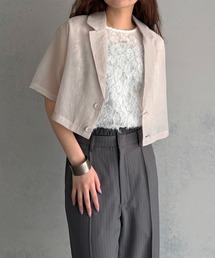 &g'aime（アンジェム）の「【&ｇ'aime 】クロップドシアージャケット　Cropped Sheer Jacket（テーラードジャケット）」