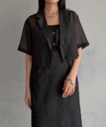 &g'aime（アンジェム）の「【&ｇ'aime 】クロップドシアージャケット　Cropped Sheer Jacket（テーラードジャケット）」