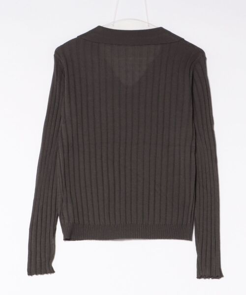 LAULEN(ローレン)の「wool brend sheer collared rib knit /ウールブレンド襟付きリブシアーニット(ニット/セーター・レディース・ホワイト/ミント/チャコールグレー・FREE)」の4枚目の写真