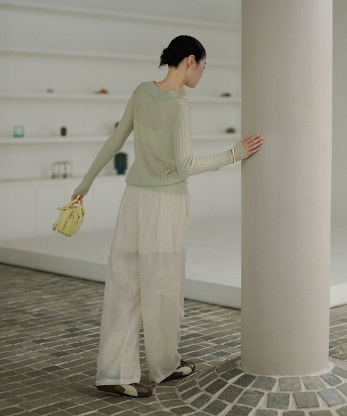 LAULEN(ローレン)の「wool brend sheer collared rib knit /ウールブレンド襟付きリブシアーニット(ニット/セーター・レディース・ホワイト/ミント/チャコールグレー・FREE)」の18枚目の写真