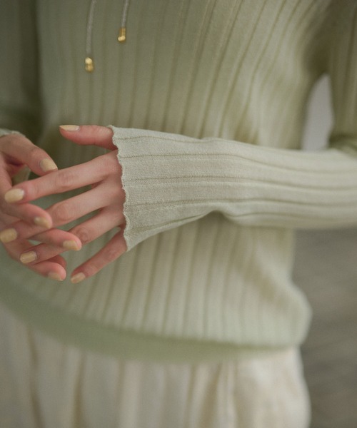 LAULEN(ローレン)の「wool brend sheer collared rib knit /ウールブレンド襟付きリブシアーニット(ニット/セーター・レディース・ホワイト/ミント/チャコールグレー・FREE)」の22枚目の写真