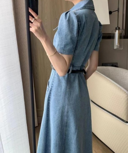 semplice（センプリチェ）の「デニムワンピ【韓国ファッション】（ワンピース・レディース・ブルー・XL/L/M/S）」の3枚目の写真