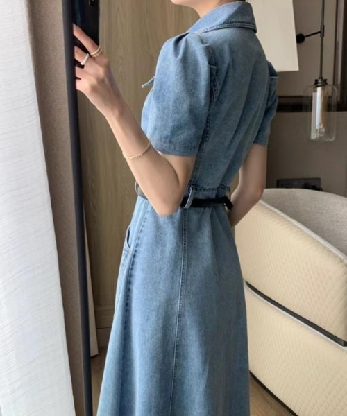 semplice（センプリチェ）の「デニムワンピ【韓国ファッション】（ワンピース・レディース・ブルー・XL/L/M/S）」の5枚目の写真