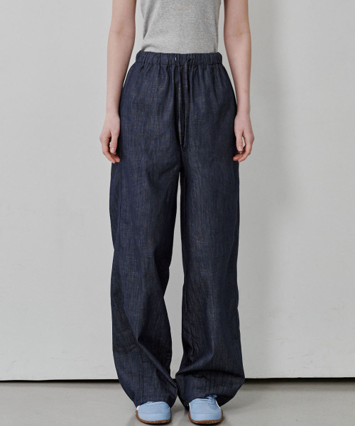 MALOUPE(マロップ)の「9162 軽量バンディングワイドパンツ(ダークインディゴ)(デニムパンツ・レディース・その他・SMALL/MEDIUM)」の2枚目の写真