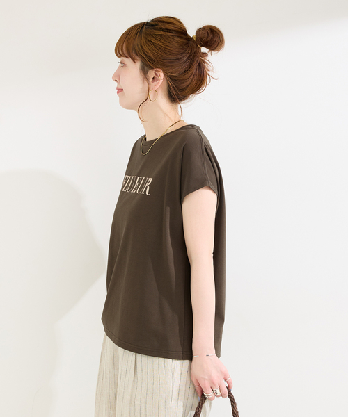 B.C STOCK(ベーセーストック)の「ウォッシャブル / 接触冷感 / スムースフレンチスリーブTEE(Tシャツ/カットソー・レディース・イエロー/ネイビー/ブラウン/ホワイト・FREE)」の15枚目の写真