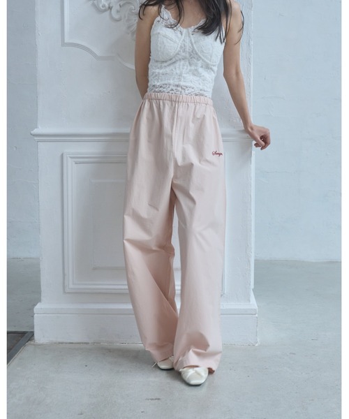 Smyeon(スミョン)の「Logo embroidered relax pajama pants/ロゴ刺繍リラックスパジャマパンツ(その他パンツ・レディース・ダークネイビー/ピンク/ブラウン・FREE)」の5枚目の写真