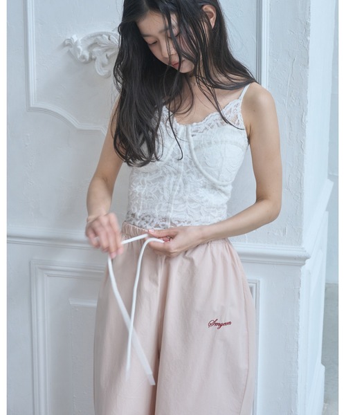 Smyeon(スミョン)の「Logo embroidered relax pajama pants/ロゴ刺繍リラックスパジャマパンツ(その他パンツ・レディース・ダークネイビー/ピンク/ブラウン・FREE)」の10枚目の写真