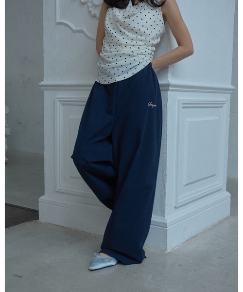 Smyeon(スミョン)の「Logo embroidered relax pajama pants/ロゴ刺繍リラックスパジャマパンツ(その他パンツ・レディース・ダークネイビー/ピンク/ブラウン・FREE)」の14枚目の写真