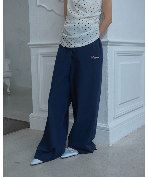 Smyeon(スミョン)の「Logo embroidered relax pajama pants/ロゴ刺繍リラックスパジャマパンツ(その他パンツ・レディース・ダークネイビー/ピンク/ブラウン・FREE)」の15枚目の写真