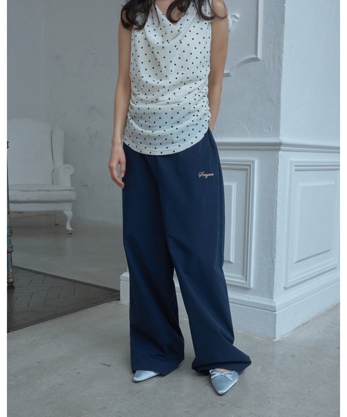 Smyeon(スミョン)の「Logo embroidered relax pajama pants/ロゴ刺繍リラックスパジャマパンツ(その他パンツ・レディース・ダークネイビー/ピンク/ブラウン・FREE)」の16枚目の写真