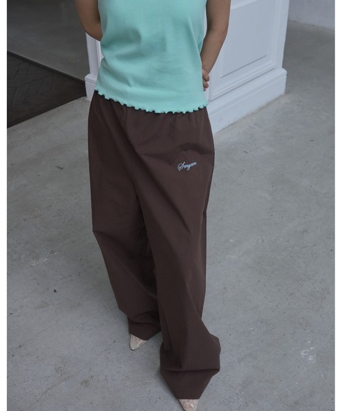 Smyeon(スミョン)の「Logo embroidered relax pajama pants/ロゴ刺繍リラックスパジャマパンツ(その他パンツ・レディース・ダークネイビー/ピンク/ブラウン・FREE)」の21枚目の写真