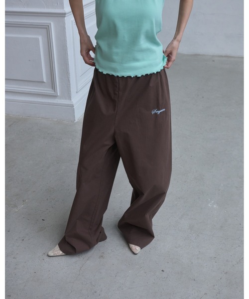 Smyeon(スミョン)の「Logo embroidered relax pajama pants/ロゴ刺繍リラックスパジャマパンツ(その他パンツ・レディース・ダークネイビー/ピンク/ブラウン・FREE)」の22枚目の写真
