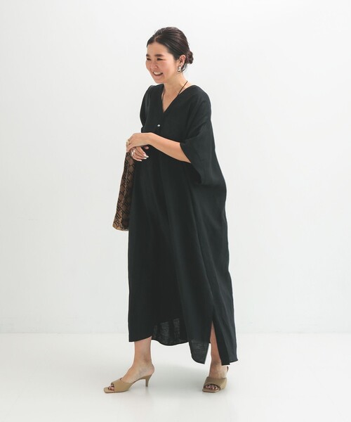 Demi-Luxe BEAMS（デミルクス ビームス）の「リネン カフタン ワンピース（ワンピース・レディース・ブラック・ONE SIZE）」の14枚目の写真