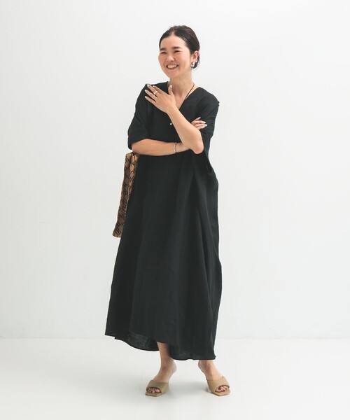 Demi-Luxe BEAMS（デミルクス ビームス）の「リネン カフタン ワンピース（ワンピース・レディース・ブラック・ONE SIZE）」の11枚目の写真
