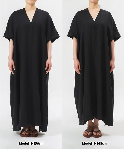 Demi-Luxe BEAMS（デミルクス ビームス）の「リネン カフタン ワンピース（ワンピース・レディース・ブラック・ONE SIZE）」の10枚目の写真