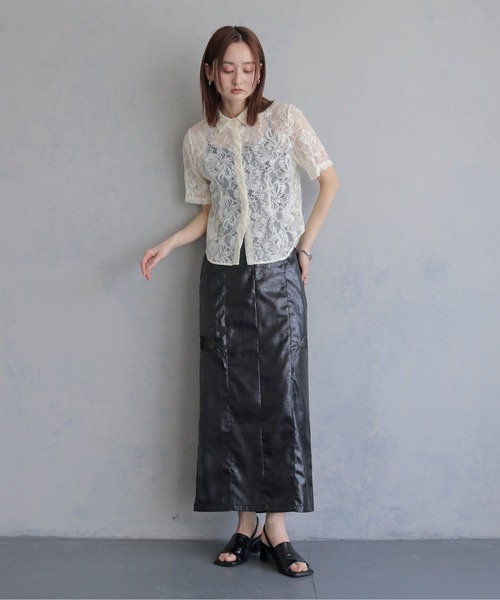 &g'aime(アンジェム)の「【&g'aime 】フラワーレースシャツ FlourLaceShirt(シャツ/ブラウス・レディース・ブラック/アイボリー・FREE)」の11枚目の写真