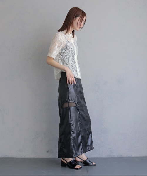 &g'aime(アンジェム)の「【&g'aime 】フラワーレースシャツ FlourLaceShirt(シャツ/ブラウス・レディース・ブラック/アイボリー・FREE)」の12枚目の写真