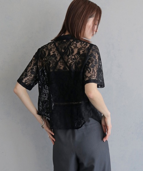 &g'aime(アンジェム)の「【&g'aime 】フラワーレースシャツ FlourLaceShirt(シャツ/ブラウス・レディース・ブラック/アイボリー・FREE)」の21枚目の写真