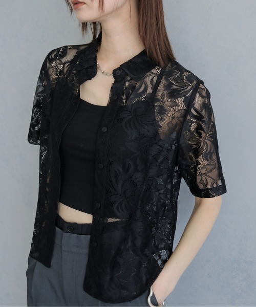&g'aime(アンジェム)の「【&g'aime 】フラワーレースシャツ FlourLaceShirt(シャツ/ブラウス・レディース・ブラック/アイボリー・FREE)」の17枚目の写真