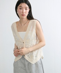 セール】Lace Sleeveless Tunic Top / レースノースリーブチュニック