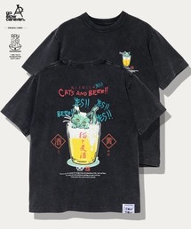 go slow caravan（ゴースローキャラバン）の「RAY綿 G D 猫と麦酒 TEE 麦酒風呂（Tシャツ/カットソー）」
