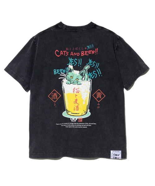 go slow caravan(ゴースローキャラバン)の「RAY綿 G/D 猫と麦酒 TEE 麦酒風呂(Tシャツ/カットソー・メンズ・ミント/ブラック系その他2・MEDIUM/LARGE/SMALL/X-LARGE)」の14枚目の写真