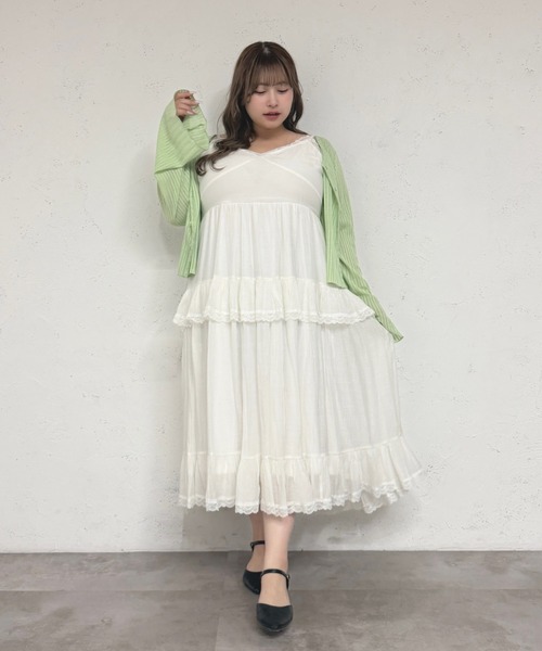 Louiosy（ルオシー）の「【Louiosy】【大きいサイズ】ティアードフリルキャミワンピース（ワンピース・レディース・ブラック/アイボリー/ライトブルー・4L/3L/X-LARGE）」の3枚目の写真