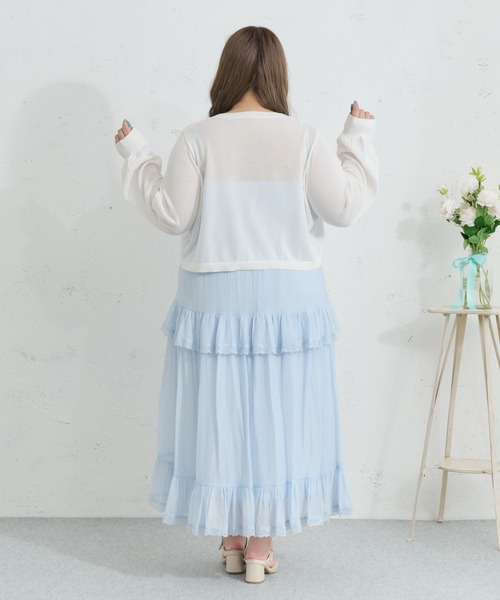 Louiosy（ルオシー）の「【Louiosy】【大きいサイズ】ティアードフリルキャミワンピース（ワンピース・レディース・ブラック/アイボリー/ライトブルー・4L/3L/X-LARGE）」の15枚目の写真