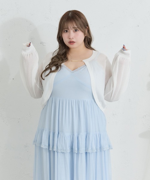 Louiosy（ルオシー）の「【Louiosy】【大きいサイズ】ティアードフリルキャミワンピース（ワンピース・レディース・ブラック/アイボリー/ライトブルー・4L/3L/X-LARGE）」の16枚目の写真