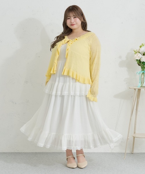 Louiosy（ルオシー）の「【Louiosy】【大きいサイズ】ティアードフリルキャミワンピース（ワンピース・レディース・ブラック/アイボリー/ライトブルー・4L/3L/X-LARGE）」の17枚目の写真