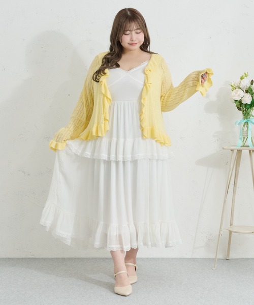Louiosy（ルオシー）の「【Louiosy】【大きいサイズ】ティアードフリルキャミワンピース（ワンピース・レディース・ブラック/アイボリー/ライトブルー・4L/3L/X-LARGE）」の19枚目の写真