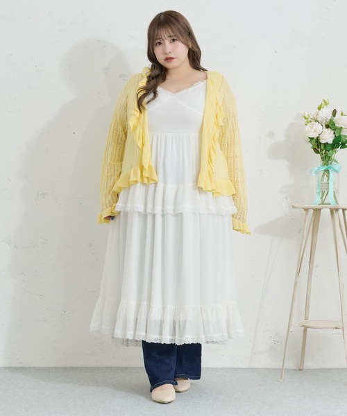 Louiosy（ルオシー）の「【Louiosy】【大きいサイズ】ティアードフリルキャミワンピース（ワンピース・レディース・ブラック/アイボリー/ライトブルー・4L/3L/X-LARGE）」の6枚目の写真