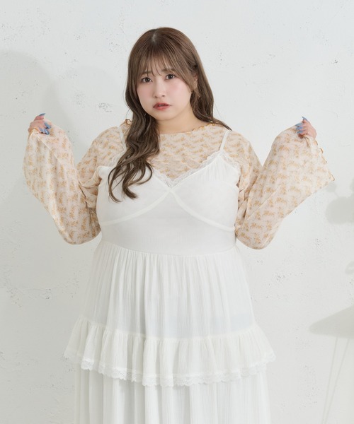 Louiosy（ルオシー）の「【Louiosy】【大きいサイズ】ティアードフリルキャミワンピース（ワンピース・レディース・ブラック/アイボリー/ライトブルー・4L/3L/X-LARGE）」の18枚目の写真