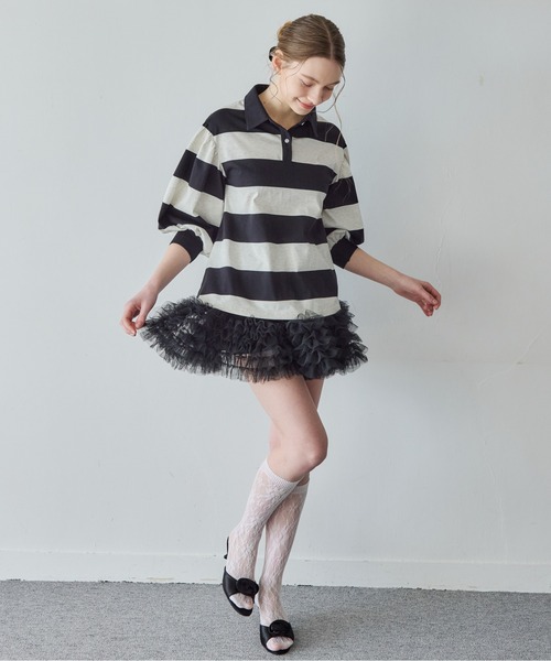 etre loin(エトルワン)の「ラグビーシャツ&フリルパンツスカート / Rugby shirt and frill pants skirt(シャツ/ブラウス・レディース・グレー/グリーン/ブラック・M)」の18枚目の写真
