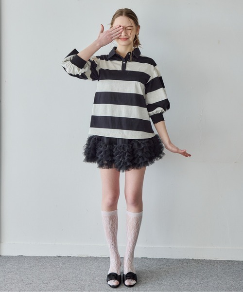 etre loin(エトルワン)の「ラグビーシャツ&フリルパンツスカート / Rugby shirt and frill pants skirt(シャツ/ブラウス・レディース・グレー/グリーン/ブラック・M)」の17枚目の写真