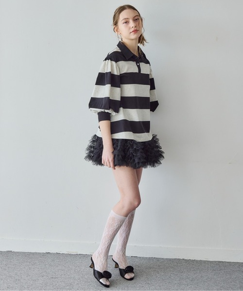 etre loin(エトルワン)の「ラグビーシャツ&フリルパンツスカート / Rugby shirt and frill pants skirt(シャツ/ブラウス・レディース・グレー/グリーン/ブラック・M)」の19枚目の写真