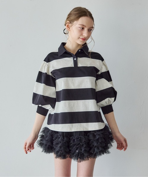 etre loin(エトルワン)の「ラグビーシャツ&フリルパンツスカート / Rugby shirt and frill pants skirt(シャツ/ブラウス・レディース・グレー/グリーン/ブラック・M)」の21枚目の写真