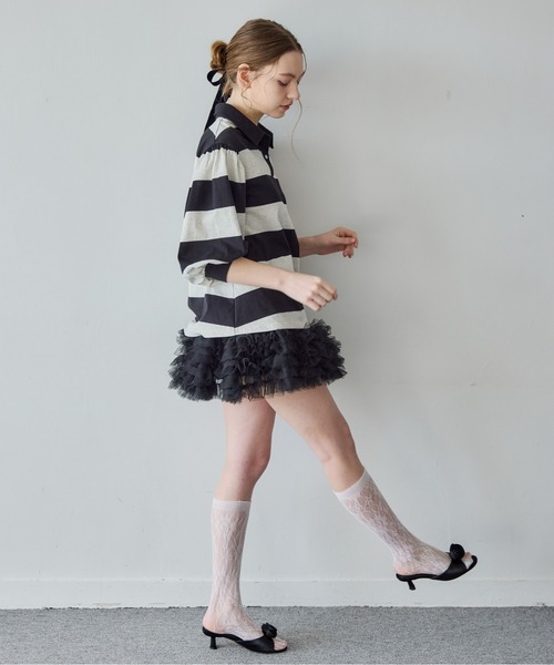 etre loin(エトルワン)の「ラグビーシャツ&フリルパンツスカート / Rugby shirt and frill pants skirt(シャツ/ブラウス・レディース・グレー/グリーン/ブラック・M)」の20枚目の写真