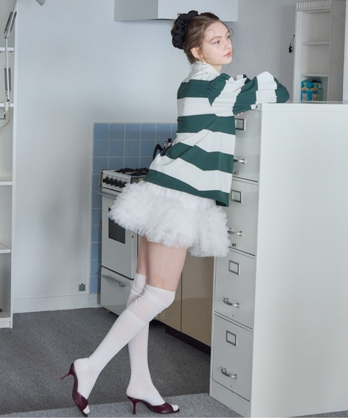 etre loin(エトルワン)の「ラグビーシャツ&フリルパンツスカート / Rugby shirt and frill pants skirt(シャツ/ブラウス・レディース・グレー/グリーン/ブラック・M)」の7枚目の写真
