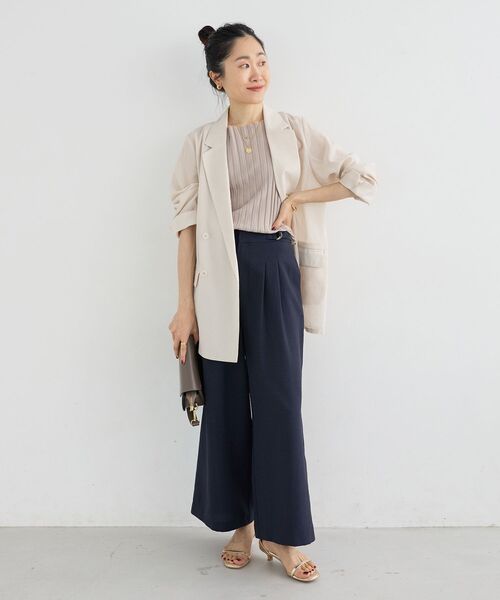le.coeur blanc(ルクールブラン)の「【手洗い可】タンブラーブッチャータックワイドパンツ(その他パンツ・レディース・ベージュ/ネイビー/サックスブルー・38/36)」の22枚目の写真