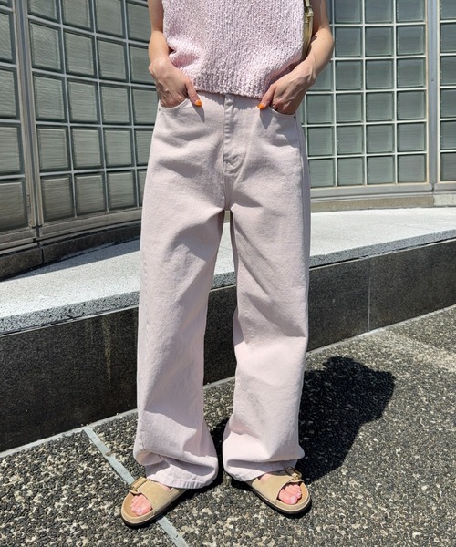 meilmada（メイルマダ）の「サイド切替カラーデニムパンツ（デニムパンツ・レディース・ライトグレー/ピンク・SMALL/MEDIUM/LARGE）」の3枚目の写真