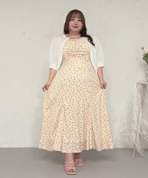 Louiosy】【大きいサイズ】バックリボンチュールティアードワンピ+