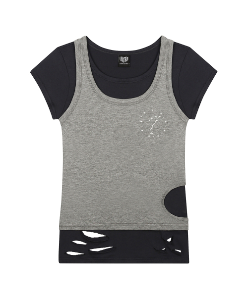 LUVISTRUE(ラヴイズトゥルー)の「SY DAMAGE LAYERED TEE(NAVY)(Tシャツ/カットソー・レディース・その他・FREE)」の2枚目の写真