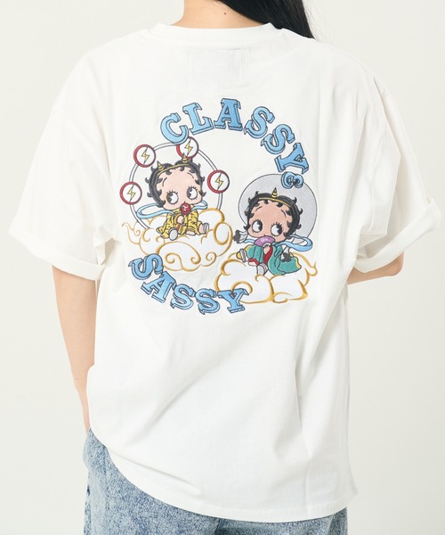 BETTY BOOP(ベティ・ブープ)の「BETTY風神雷神TEE(M1)(Tシャツ/カットソー・メンズ・ホワイト/ブラック/オートミール・MEDIUM/LARGE/X-LARGE)」の2枚目の写真