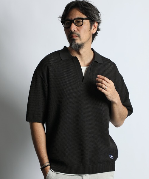 BCI COTTON MESH KNIT SKIPPER POLO：メッシュニット スキッパーポロ