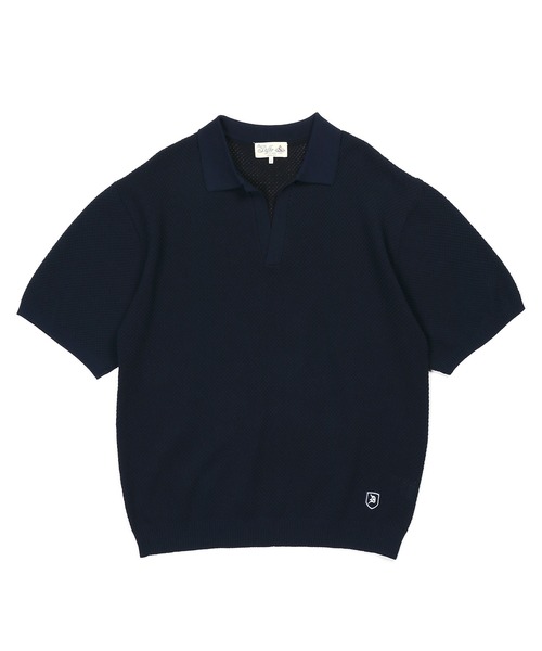 The DUFFER of ST.GEORGE（ザダファーオブセントジョージ）の「BCI COTTON MESH KNIT SKIPPER POLO：メッシュニット スキッパーポロ / ドライタッチ / 軽量 / サマーニット（ポロシャツ・メンズ・ブラック/キナリ/ネイビー・X-LARGE/LARGE/MEDIUM）」の14枚目の写真